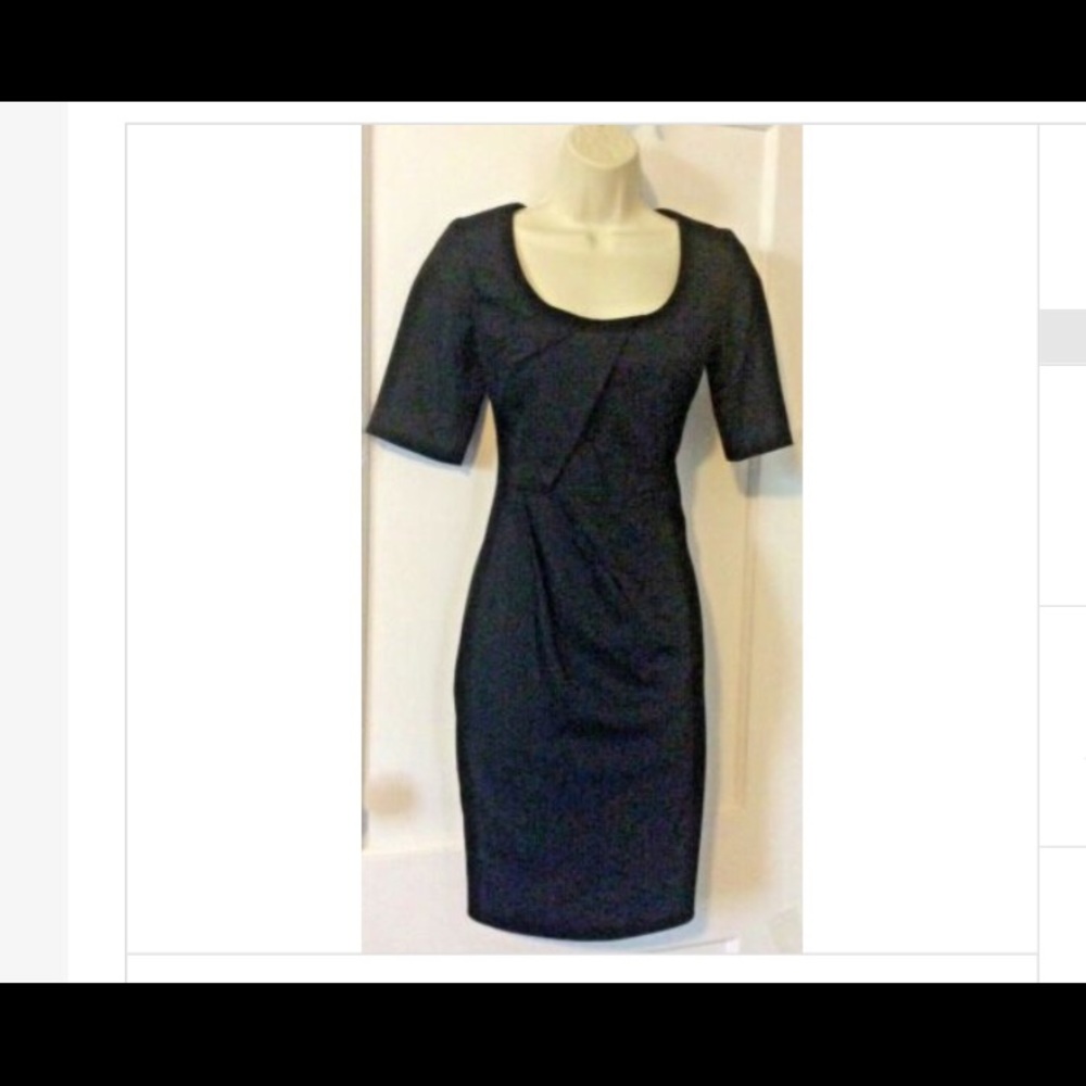 Black Pleated Short-Sleeve Cotton LELA ROSE Dress